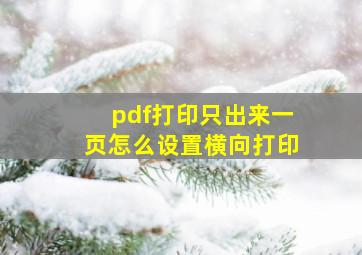 pdf打印只出来一页怎么设置横向打印