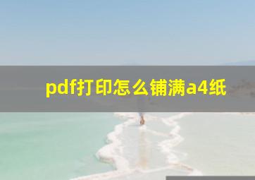 pdf打印怎么铺满a4纸