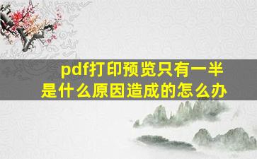 pdf打印预览只有一半是什么原因造成的怎么办