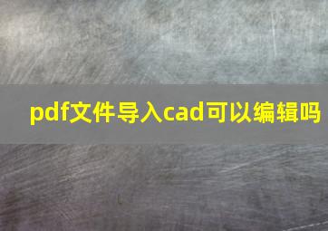 pdf文件导入cad可以编辑吗