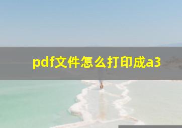 pdf文件怎么打印成a3