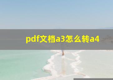 pdf文档a3怎么转a4