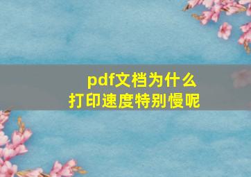 pdf文档为什么打印速度特别慢呢