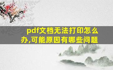 pdf文档无法打印怎么办,可能原因有哪些问题