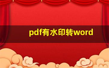 pdf有水印转word