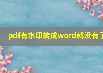 pdf有水印转成word就没有了