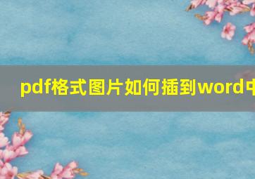 pdf格式图片如何插到word中