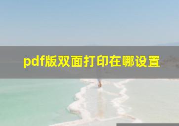 pdf版双面打印在哪设置