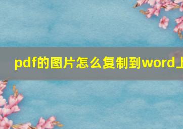 pdf的图片怎么复制到word上