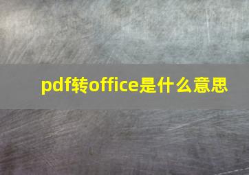 pdf转office是什么意思