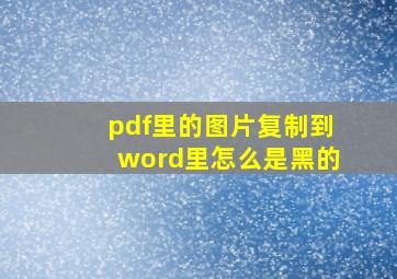 pdf里的图片复制到word里怎么是黑的