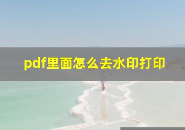 pdf里面怎么去水印打印