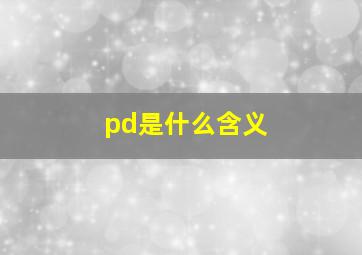 pd是什么含义