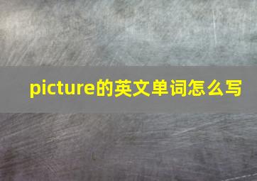 picture的英文单词怎么写