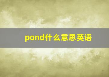 pond什么意思英语