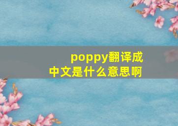 poppy翻译成中文是什么意思啊