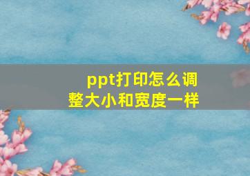 ppt打印怎么调整大小和宽度一样