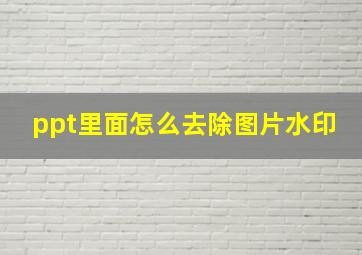 ppt里面怎么去除图片水印