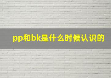 pp和bk是什么时候认识的