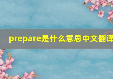 prepare是什么意思中文翻译