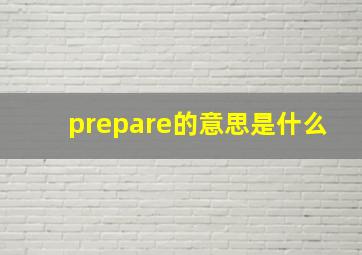 prepare的意思是什么