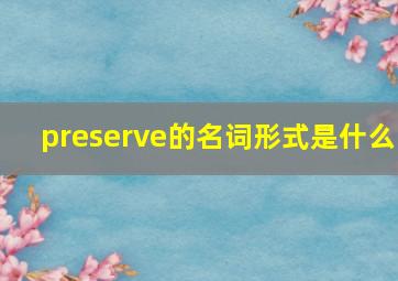 preserve的名词形式是什么