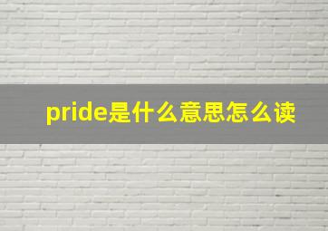 pride是什么意思怎么读