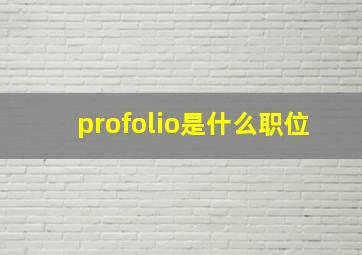 profolio是什么职位