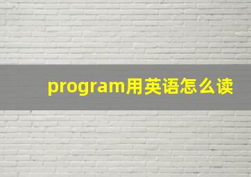 program用英语怎么读