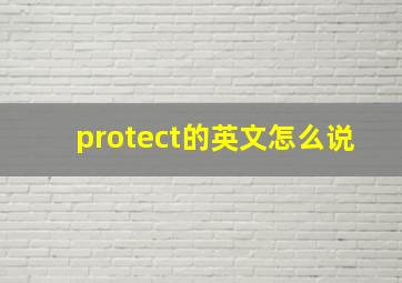 protect的英文怎么说