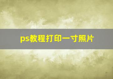 ps教程打印一寸照片