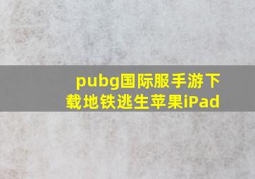 pubg国际服手游下载地铁逃生苹果iPad