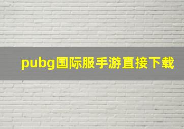 pubg国际服手游直接下载