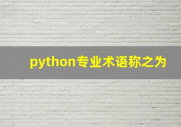 python专业术语称之为