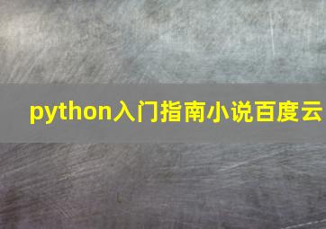 python入门指南小说百度云