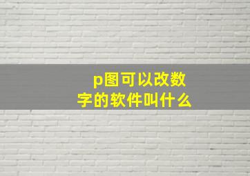 p图可以改数字的软件叫什么