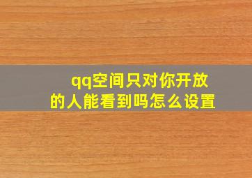 qq空间只对你开放的人能看到吗怎么设置