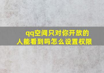 qq空间只对你开放的人能看到吗怎么设置权限