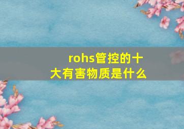 rohs管控的十大有害物质是什么