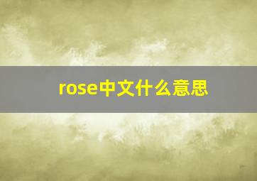 rose中文什么意思