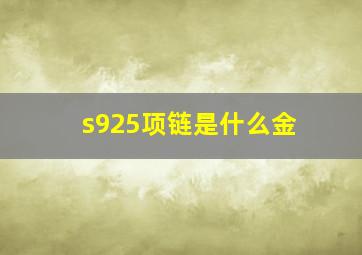 s925项链是什么金