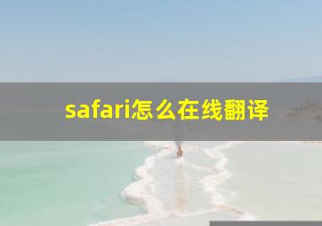 safari怎么在线翻译