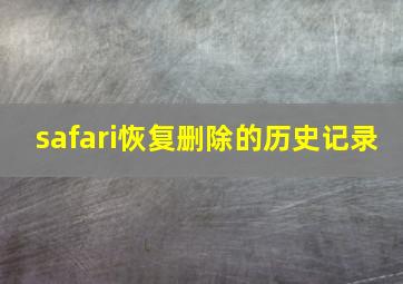 safari恢复删除的历史记录