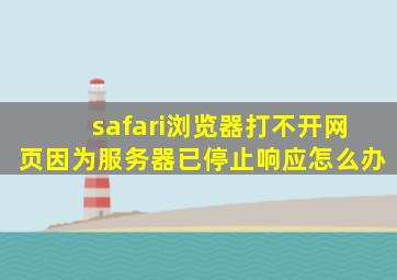 safari浏览器打不开网页因为服务器已停止响应怎么办