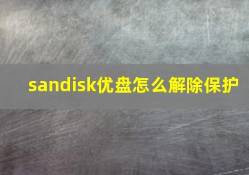 sandisk优盘怎么解除保护