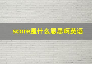 score是什么意思啊英语