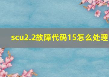 scu2.2故障代码15怎么处理