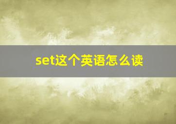 set这个英语怎么读