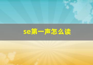 se第一声怎么读