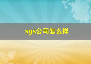 sgs公司怎么样